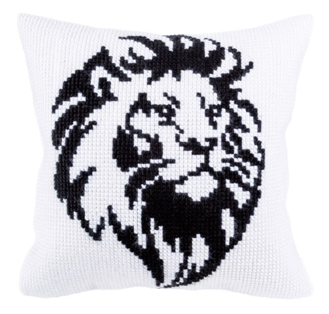 click here to view larger image of Lion Head Cushion (counted canvas kit)