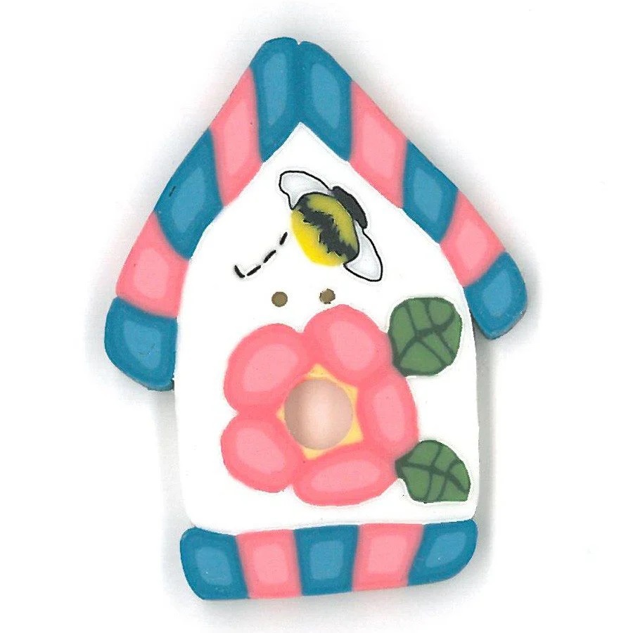 click here to view larger image of Pink/Blue Birdhouse (buttons)