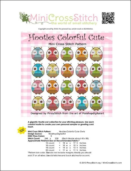click here to view larger image of Hooties Colorful Cute Owls (chart)