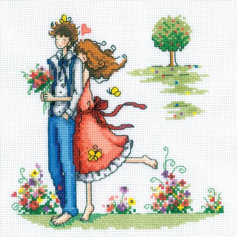 click here to view larger image of Couple in the Park (counted cross stitch kit)
