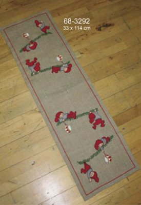 click here to view larger image of Playing Elves Rectangle Table Topper (counted cross stitch kit)