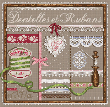 click here to view larger image of Dentelles et Rubans KIT - Linen (counted cross stitch kit)