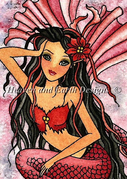 click here to view larger image of Poinsettia Mermaid - Quick Stitch (chart)