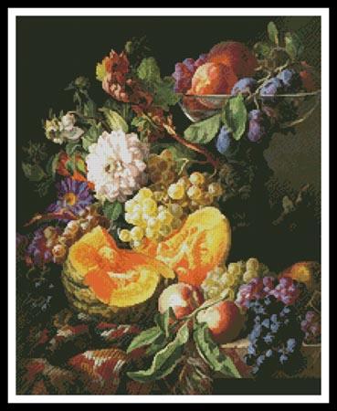 click here to view larger image of Peaches, Plums, Grapes and Melon  (Josef Lauer) (chart)
