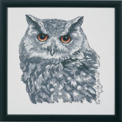 click here to view larger image of Owl in Gray (aida) (counted cross stitch kit)