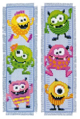 click here to view larger image of Little Monsters Bookmarks (set of 2) (counted cross stitch kit)