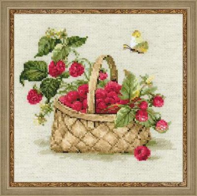 click here to view larger image of Basket with Raspberries (counted cross stitch kit)