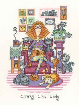 click here to view larger image of Crazy Cat Lady (27ct) (counted cross stitch kit)