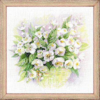 click here to view larger image of Watercolour Jasmine (counted cross stitch kit)
