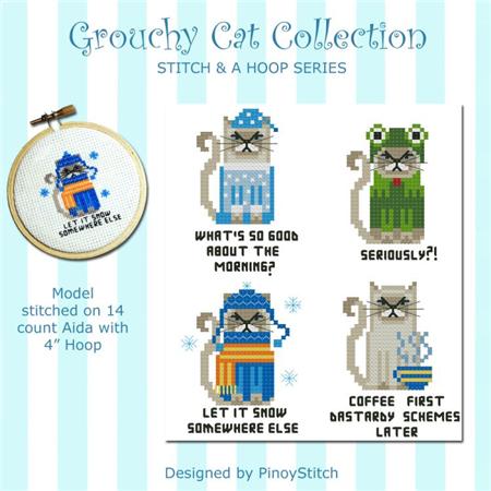 click here to view larger image of Grouchy Cat Collection - Stitch and a Hoop patterns (chart)