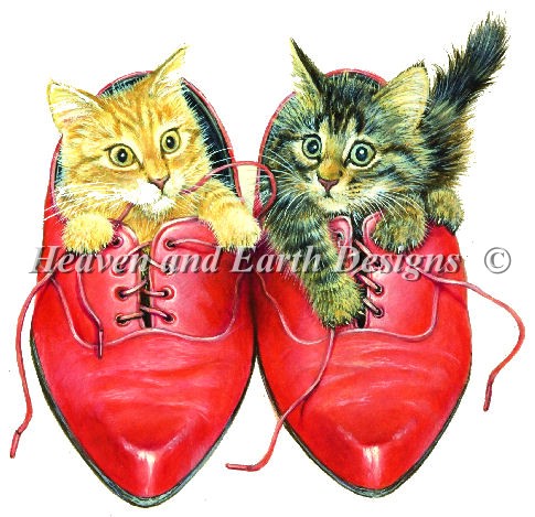 click here to view larger image of Kittens in Rons Red Shoes (chart)