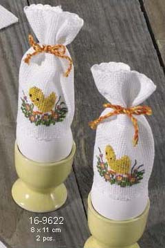 click here to view larger image of Chick Egg Cozy - Set of 2 (counted cross stitch kit)