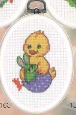 click here to view larger image of Chick and Rabbit in Egg (counted cross stitch kit)