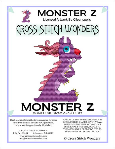 click here to view larger image of Monster Letter Z (chart)