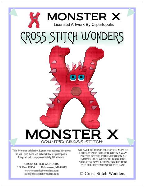 click here to view larger image of Monster Letter X (chart)