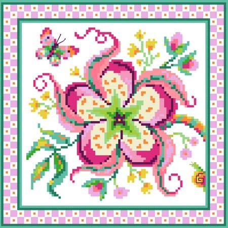 click here to view larger image of Jacobean Flower No 1 Pink (chart)