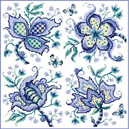 click here to view larger image of Jacobean Blue Quartet (chart)