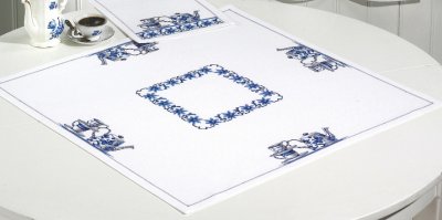 click here to view larger image of Blue Kitchen Table Cloth (counted cross stitch kit)