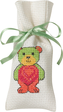 click here to view larger image of Teddy With Hearts (counted cross stitch kit)