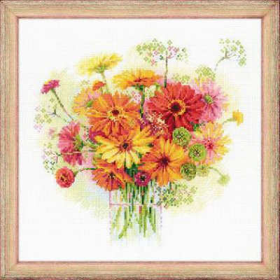 click here to view larger image of Watercolor Gerberas (counted cross stitch kit)