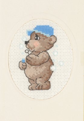click here to view larger image of Teddy Bubbles Card with Envelope (counted cross stitch kit)
