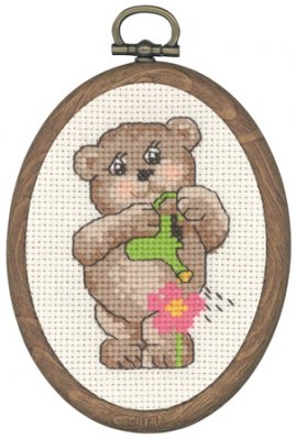 click here to view larger image of Teddy with Watering Can (counted cross stitch kit)