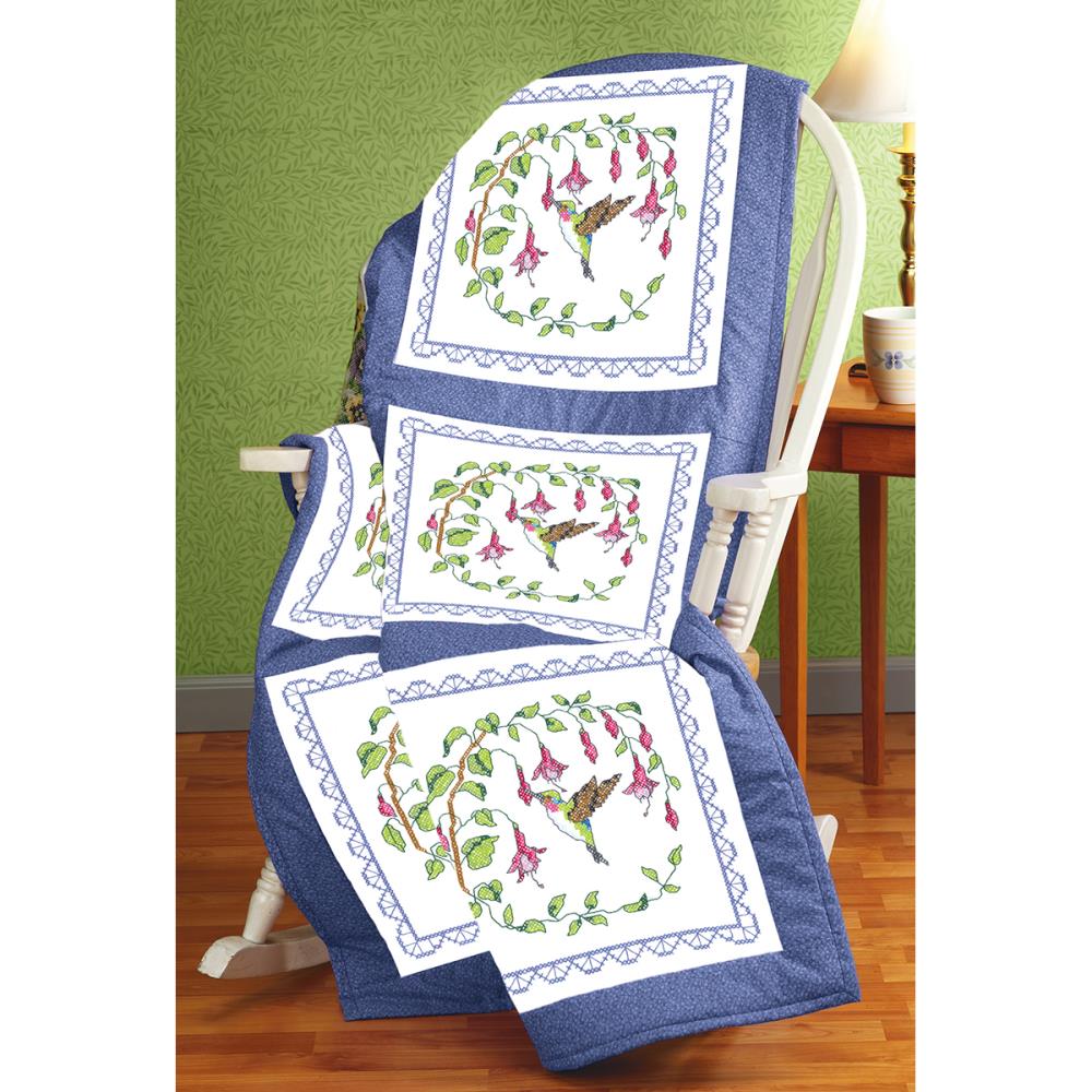 click here to view larger image of Hummingbird Stamped Quilt Blocks (stamped cross stitch)