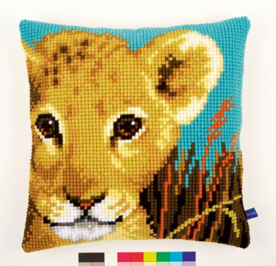 click here to view larger image of Lion Cub Cushion (needlepoint)