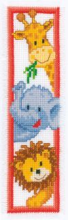 click here to view larger image of Bookmark - Giraffe, Elephant, Lion (counted cross stitch kit)