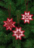 click here to view larger image of Hardanger Red Star Ornaments - Set of 3 Assorted (Hardanger and Cut Work)