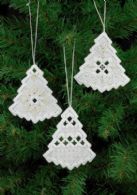 Hardanger Xmas Tree Ornaments - Set of 3 Assorted