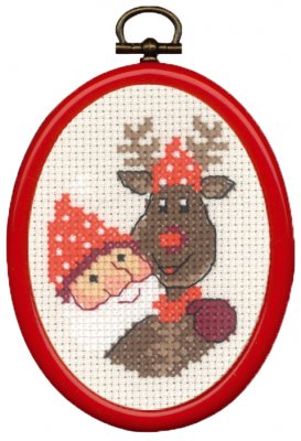 click here to view larger image of Elf and Rudolf Ornament (counted cross stitch kit)