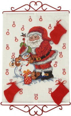 click here to view larger image of Santa and Snowman Advent Calendar (counted cross stitch kit)