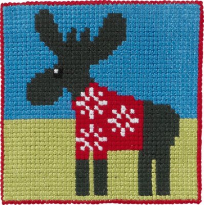 click here to view larger image of Moose in Sweater (counted cross stitch kit)