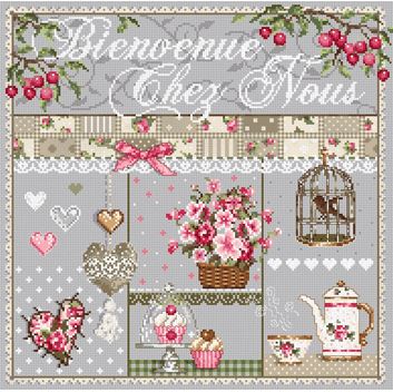 click here to view larger image of Bienvenue Chez Nous KIT - Linen (counted cross stitch kit)