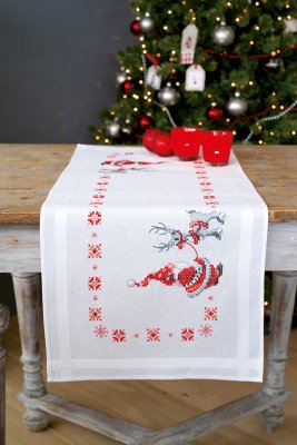 click here to view larger image of Christmas Elves Table Runner (counted cross stitch kit)