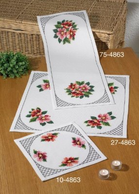 click here to view larger image of Cosmos Table Runner (Top) (counted cross stitch kit)
