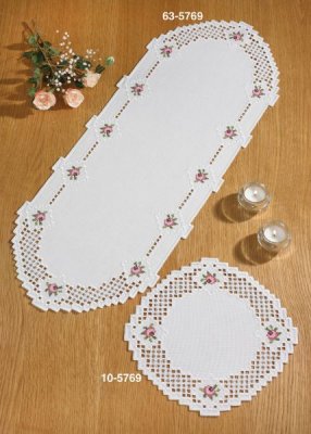 click here to view larger image of Hardanger With Flowers Table Runner (Top) (Hardanger and Cut Work)