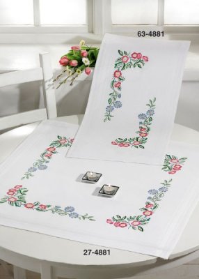 click here to view larger image of Classic Flowers Table Cloth (Lower) (stamped cross stitch kit)