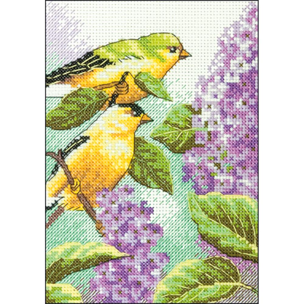 click here to view larger image of Goldfinch and Lilacs (counted cross stitch kit)