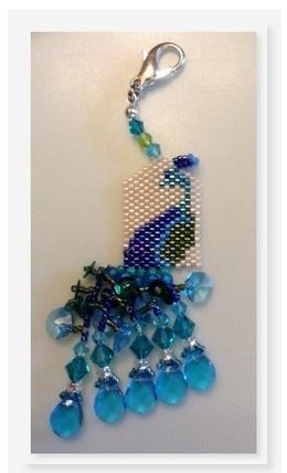 click here to view larger image of Prissy Peacock Fob (counted cross stitch kit)