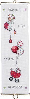 click here to view larger image of Girl Birth Announcement Bellpull (counted cross stitch kit)