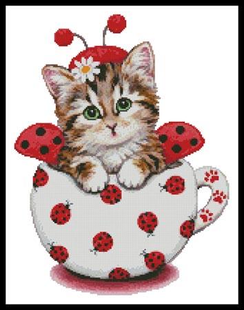click here to view larger image of Ladybug Kitty Cup  (Kayomi Harai) (chart)