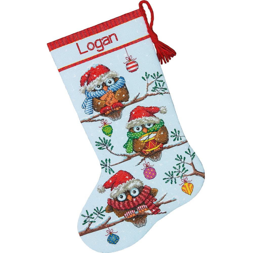click here to view larger image of Holiday Hooties Stocking (counted cross stitch kit)