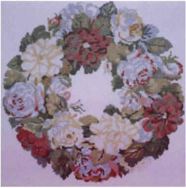 click here to view larger image of Nelly Curtis Rose Wreath (counted cross stitch kit)