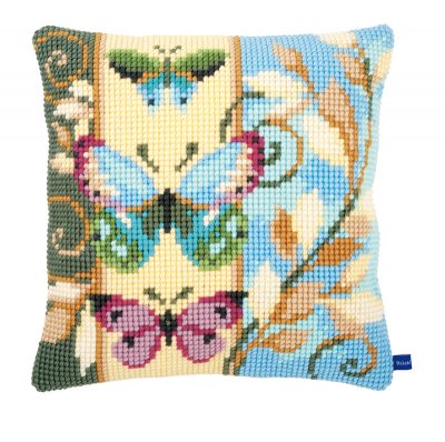 click here to view larger image of Deco Butterflies Cushion (needlepoint)