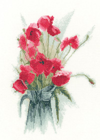 click here to view larger image of Jug of Poppies - John Clayton Collection (27ct) (counted cross stitch kit)