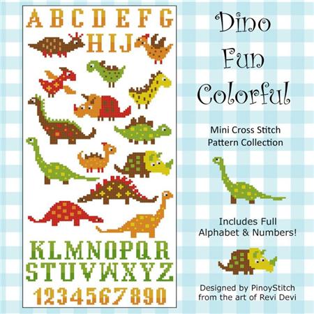 click here to view larger image of Dinosaur Fun Colorful Cross Stitch (chart)