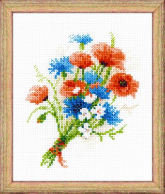 click here to view larger image of Bouquet With Cornflowers (counted cross stitch kit)
