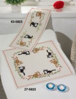 click here to view larger image of Cats and Flowers Table Runner (Top) (counted cross stitch kit)